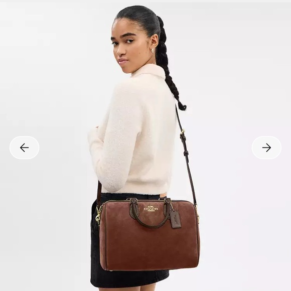 NWT Coach Suede Rowan Large Satchel Bag - Picture 13 of 15